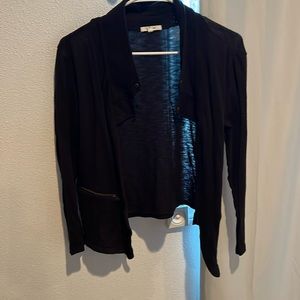 Black open front sweater